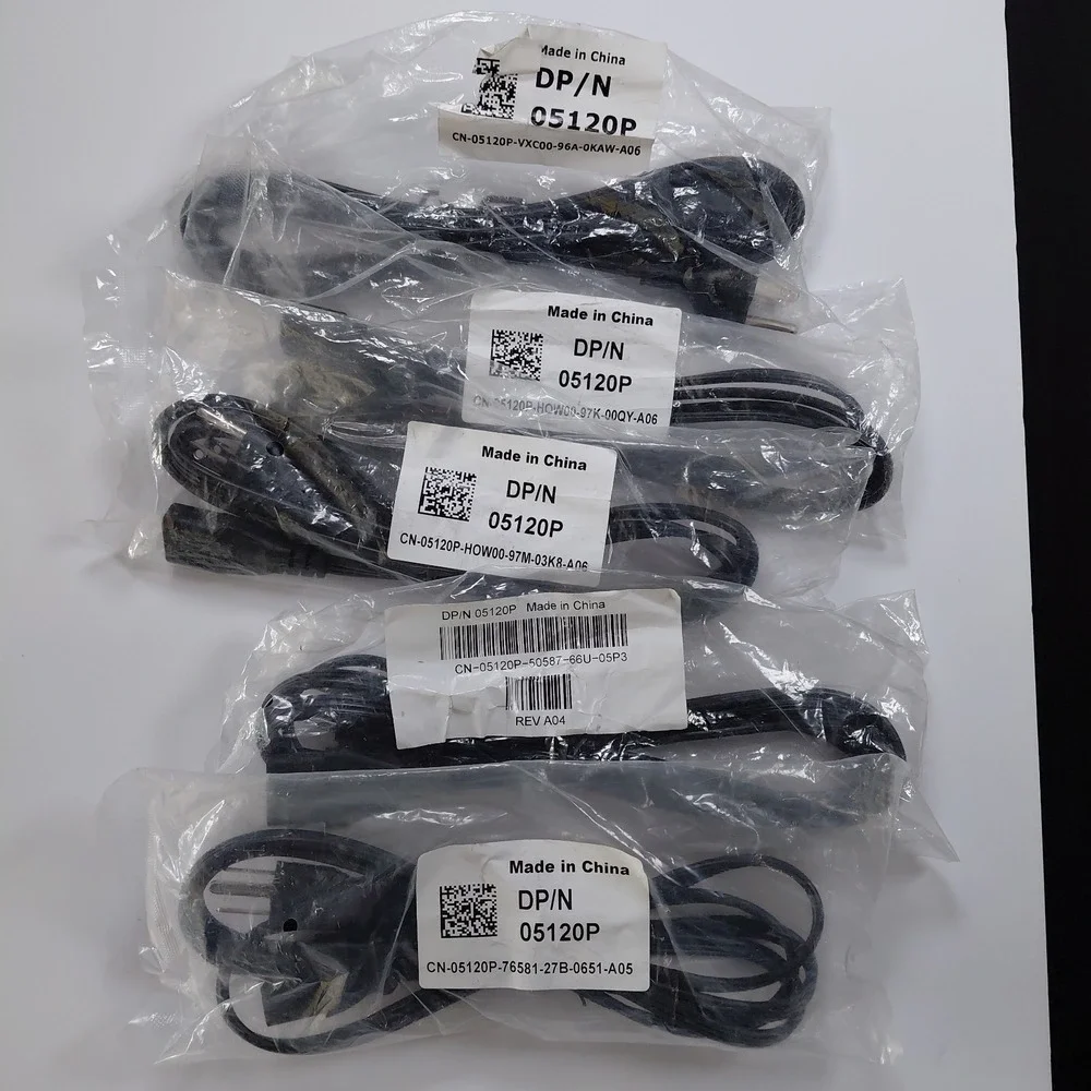 Lot of 5 Dell DP/N 05120P 3-Prong 18 AWG C13 6ft AC Power Cord Cable - Black NEW